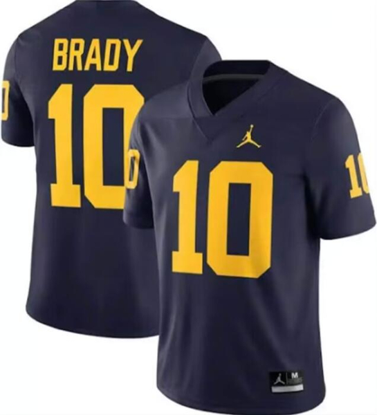 Wolverines Michigan #10 Tom Brady Navy Blue Stitched Jersey